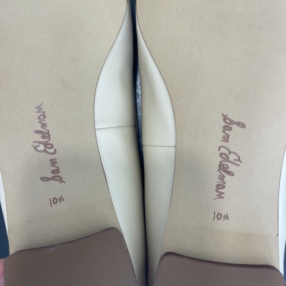 Sam Edelman Monet Ballet Flats SZ 10.5 Tan Gold Studded Summer Sand Nude Bow Log - Picture 10 of 12